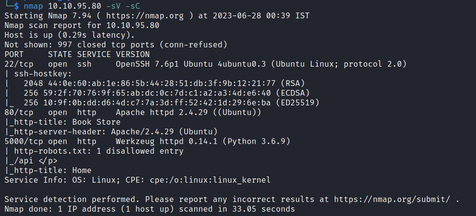 nmap-scan-tryhackme-bookstore