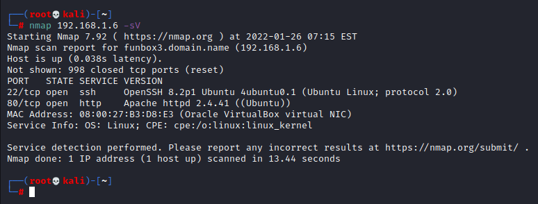 funbox-easy-vulnhub-nmap-scan