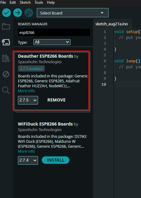 Install ESP8266 WiFi Deauther