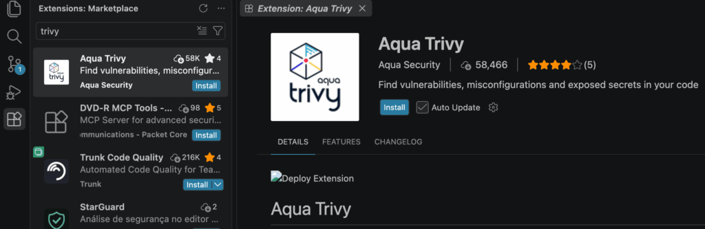 trivy-vs-code-extension